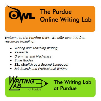 The Online Writing Lab (OWL) at Purdue University houses writing resources and instructional material.